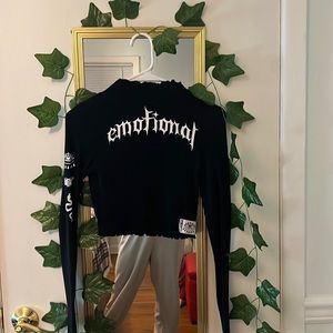 forever 21, size small, black long sleeve crop top